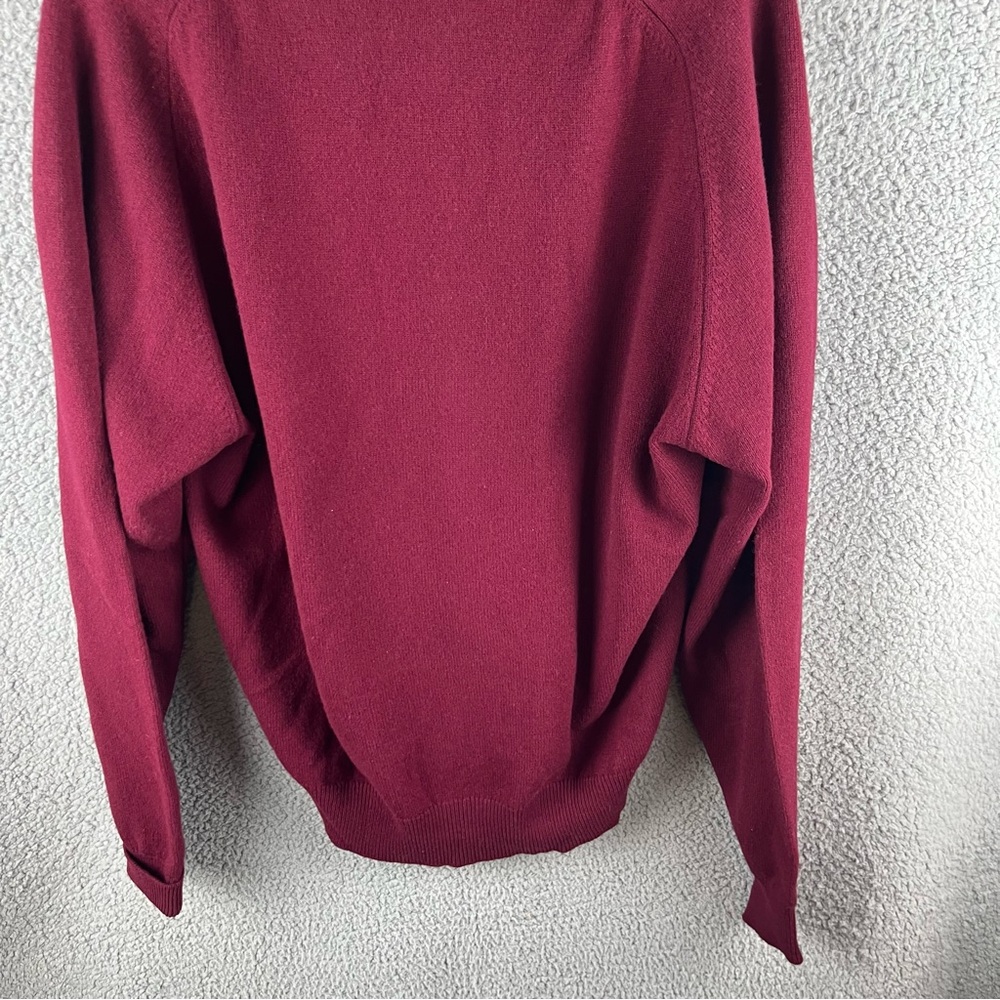 Alan Paine Size L/XL Lambswool‎ Burgundy V-Neck Vintage Sweater Made in England - Picture 13 of 13